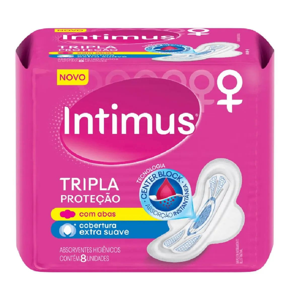 Absorvente com Abas Extra Suave Intimus Tripla Proteção Pacote 8 Unidades