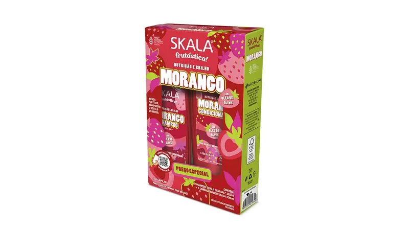 KIT SHAMPOO 325ML+CONDICIONADOR 200ML SKALA MORANGO