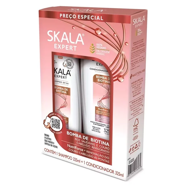 KIT SHAMPOO 325ML+CONDICIONADOR 200ML SKALA BOMBA DE BIOTINA