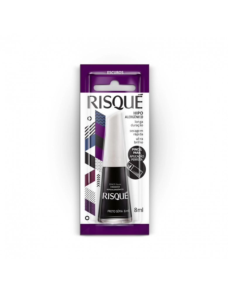 ESMALTE RISQUE PRETO SEPIA COM BLISTER DISPLAY 6U