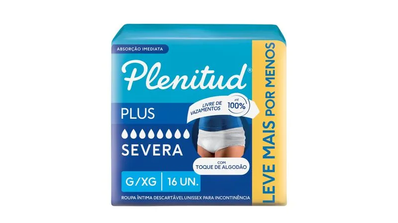 FRALDA ROUPA INTERNA PLENITUD ACTIVE PLUS G/XG 16U