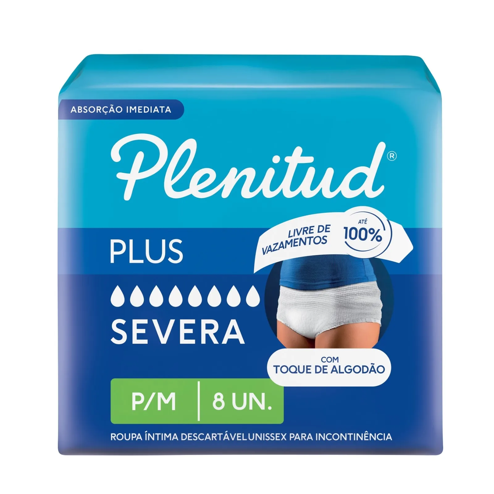 FRALDA ROUPA INTERNA PLENITUD ACTIVE PLUS P/M 8U