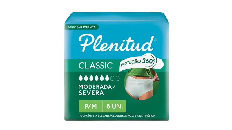 FRALDA ROUPA INTERNA PLENITUD CLASSIC P/M 8U