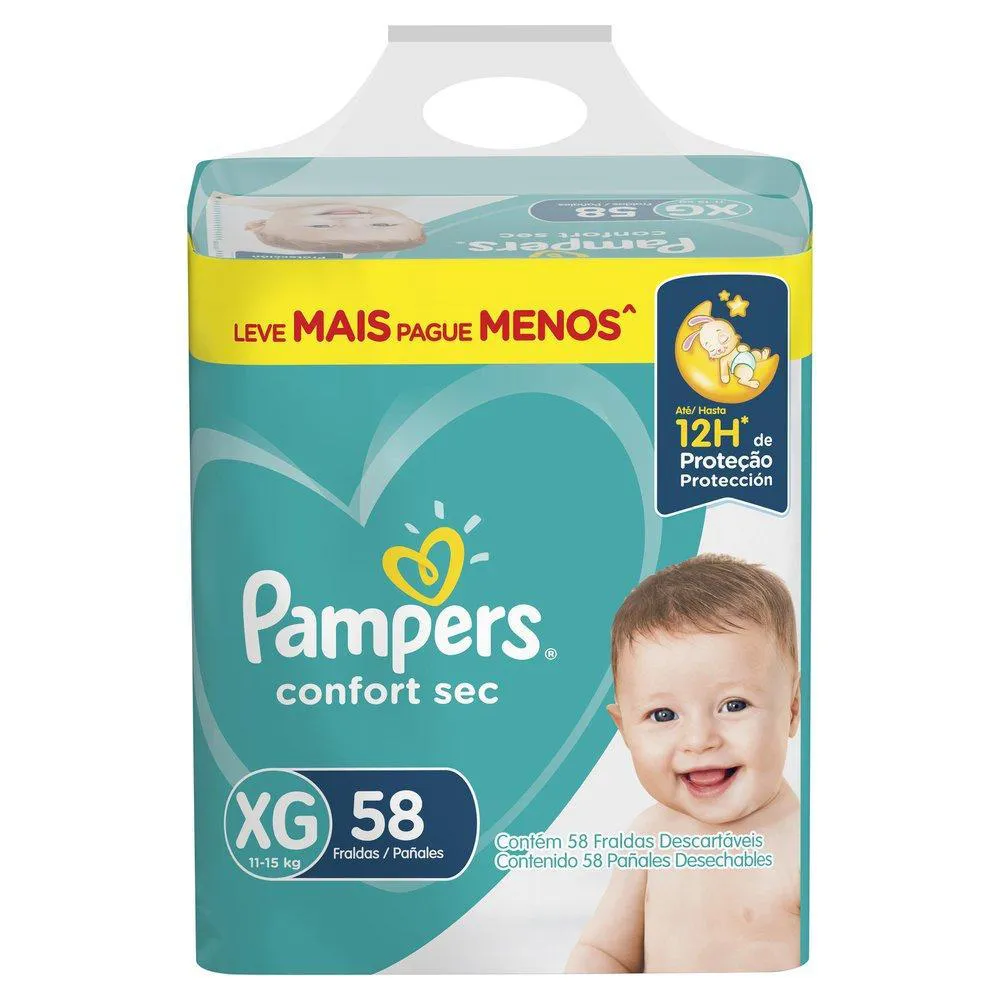 FRALDA PAMPERS CONFORT SEC SUPER XG 58U