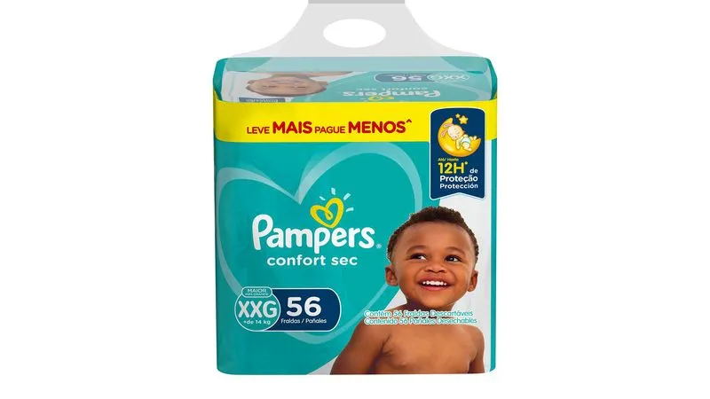 FRALDA PAMPERS CONFORT SEC SUPER XXG 56U