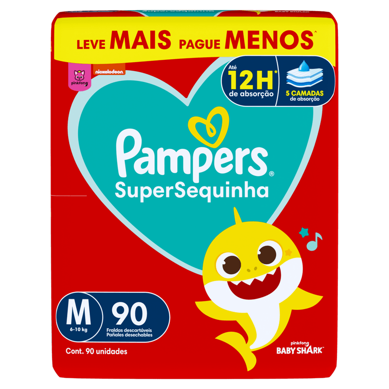 FRALDA PAMPERS SUPERSEQUINHA M 90U
