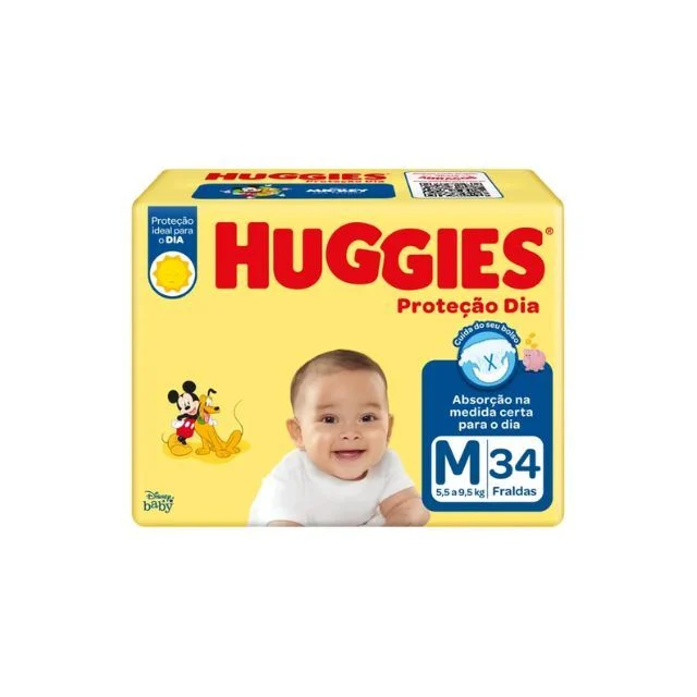 FRALDA HUGGIES JUMBO PROTECAO DIA M 34U