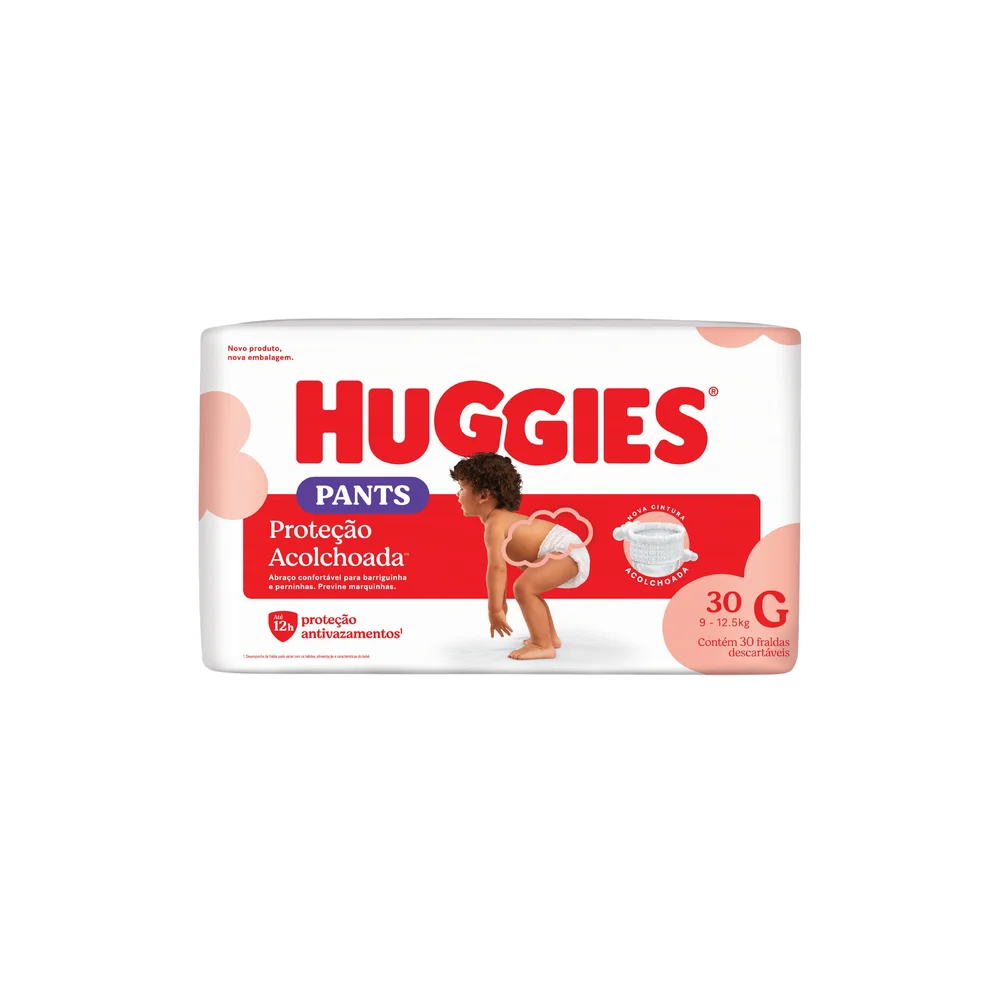 FRALDA HUGGIES ROUPINHA PROTECAO ACOLCHOADA MEGA G 30U