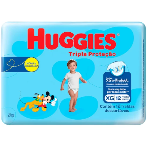FRALDA HUGGIES ROUPINHA JUMBINHO TRIPLA PROTECAO XG 12U