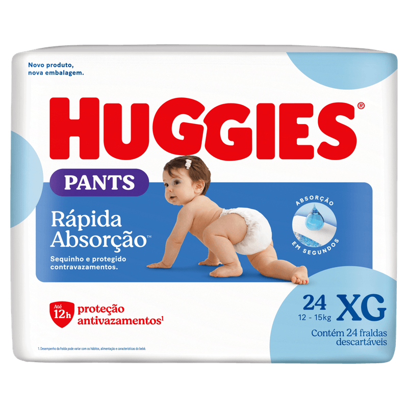 FRALDA HUGGIES ROUPINHA MEGA RAPIDA ABSORCAO XG 24U
