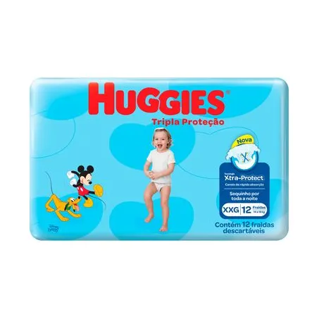 FRALDA HUGGIES ROUPINHA JUMBINHO TRIPLA PROTECAO XXG 12U