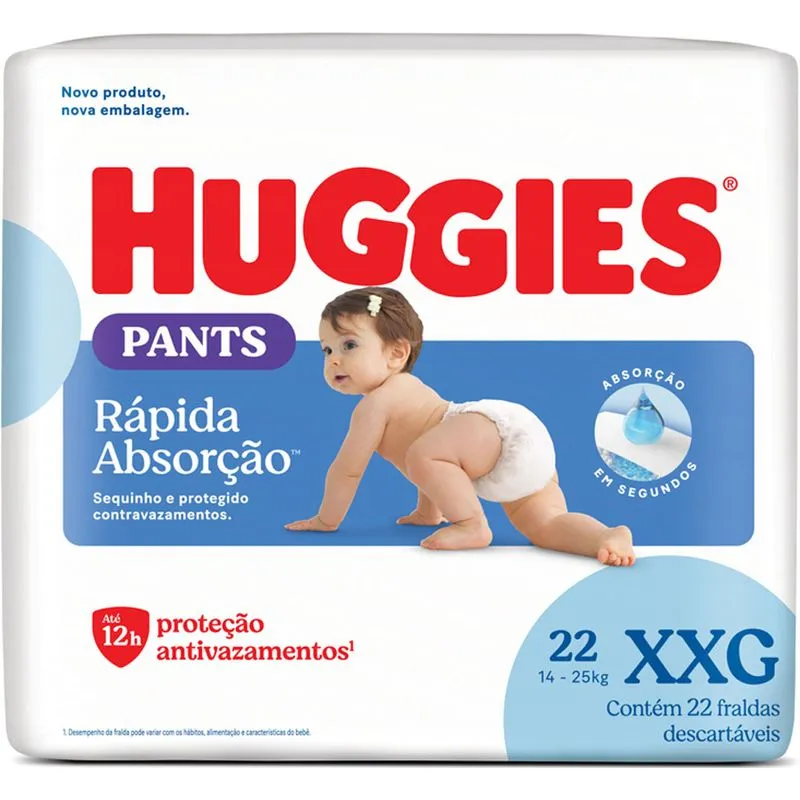 FRALDA HUGGIES ROUPINHA MEGA RAPIDA ABSORCAO XXG 22U