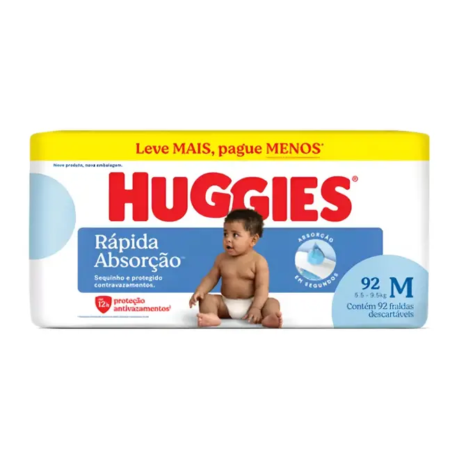 FRALDA HUGGIES HIPER RAPIDA ABSORCAO M 92U