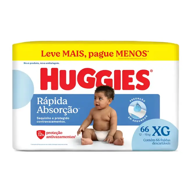 FRALDA HUGGIES HIPER RAPIDA ABSORCAO XG 66U
