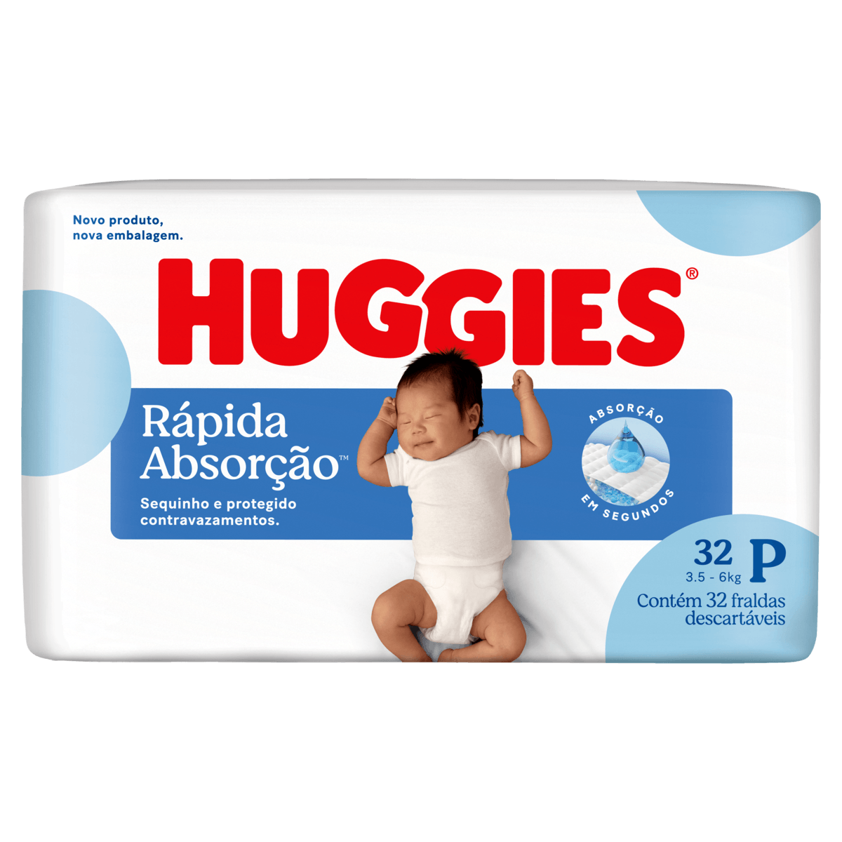 FRALDA HUGGIES JUMBO RAPIDA ABSORCAO P 32U