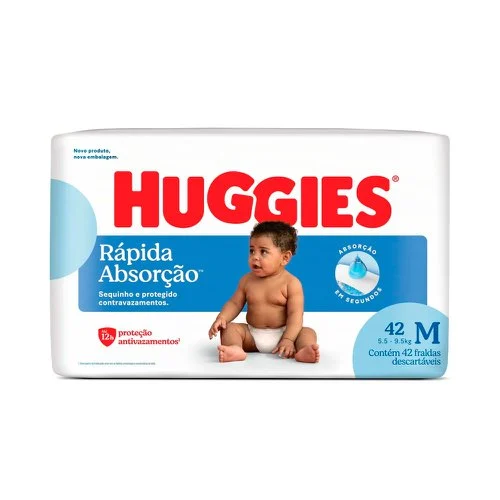 FRALDA HUGGIES MEGA RAPIDA ABSORCAO M 42U