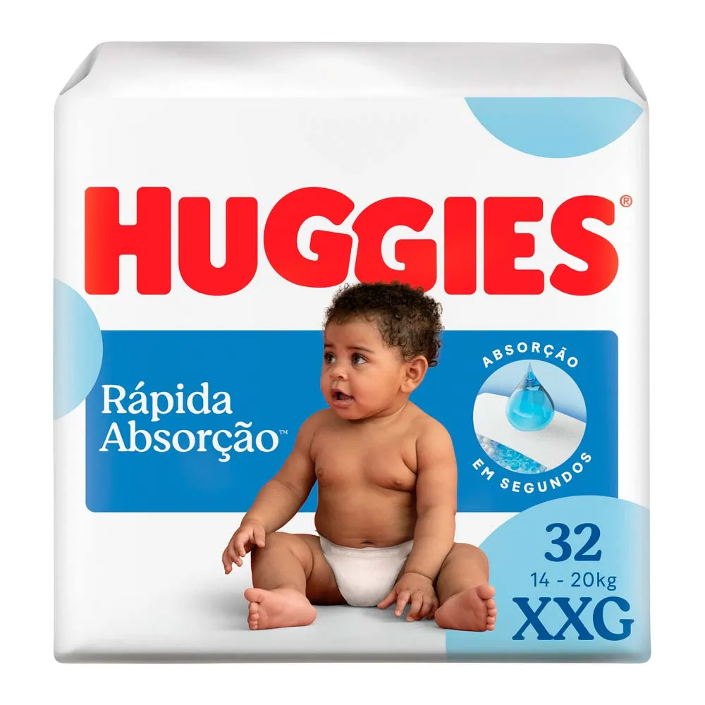 FRALDA HUGGIES MEGA RAPIDA ABSORCAO XXG 32U