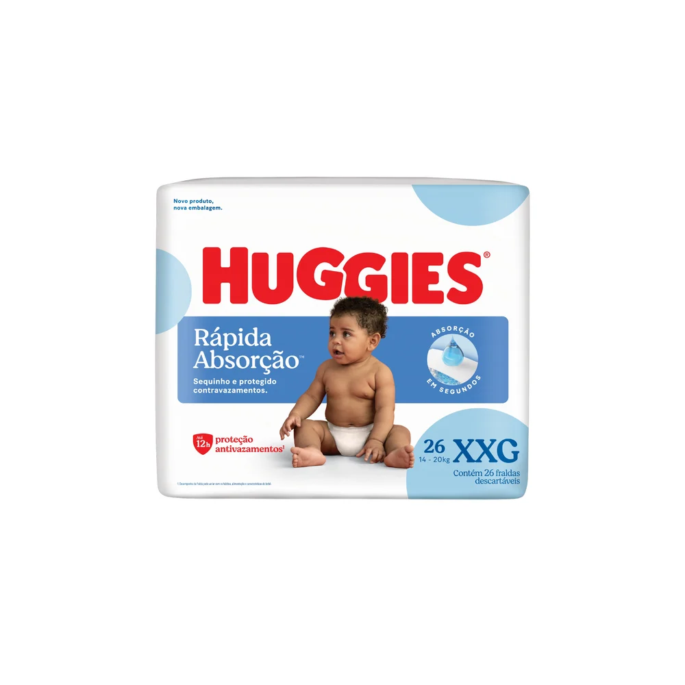 FRALDA HUGGIES MEGUINHA RAPIDA ABSORCAO XXG 26U