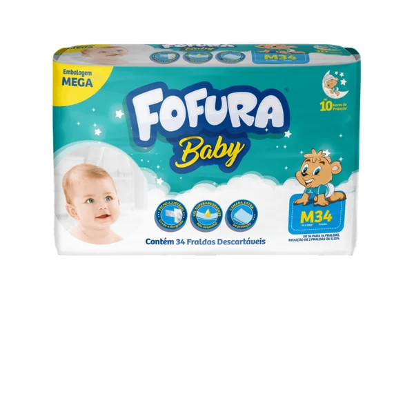 FRALDA FOFURA BABY MEGA M 34U