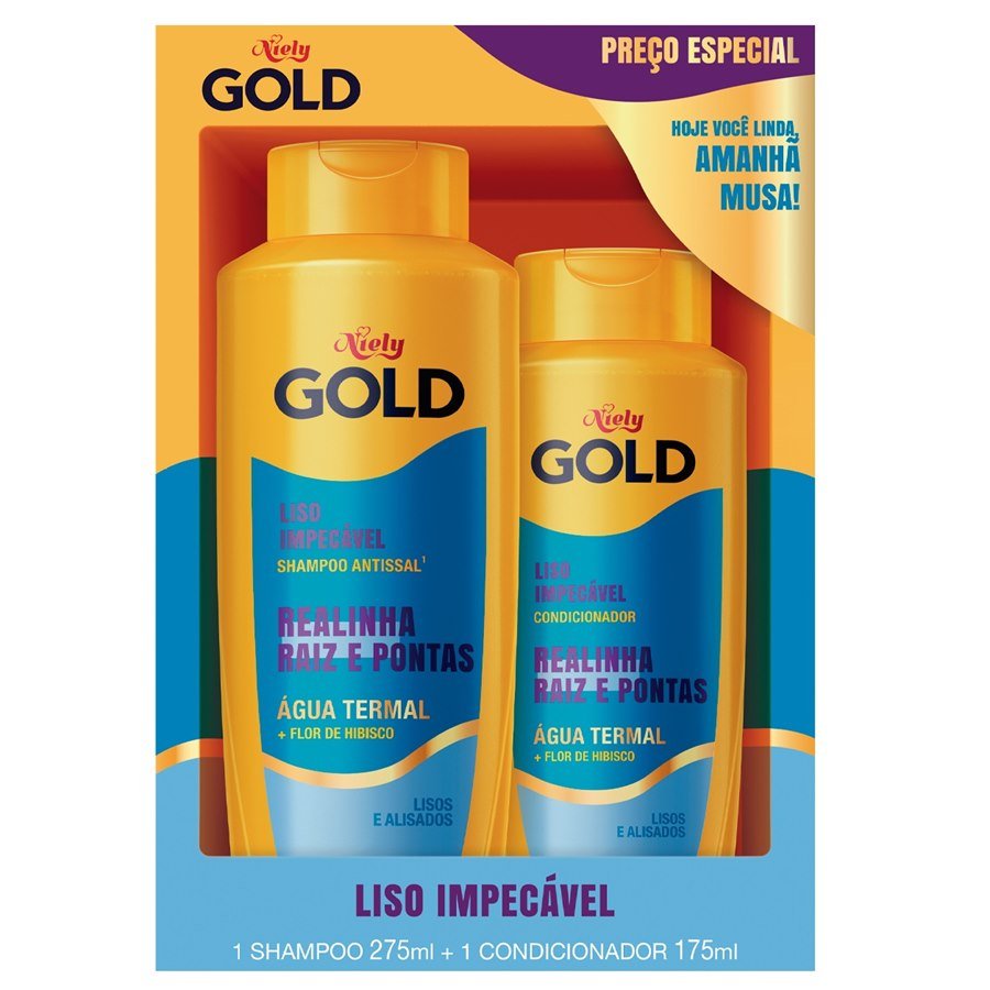 KIT SH 275ML+COND 175ML NIELY GOLD LISO IMPECAVEL