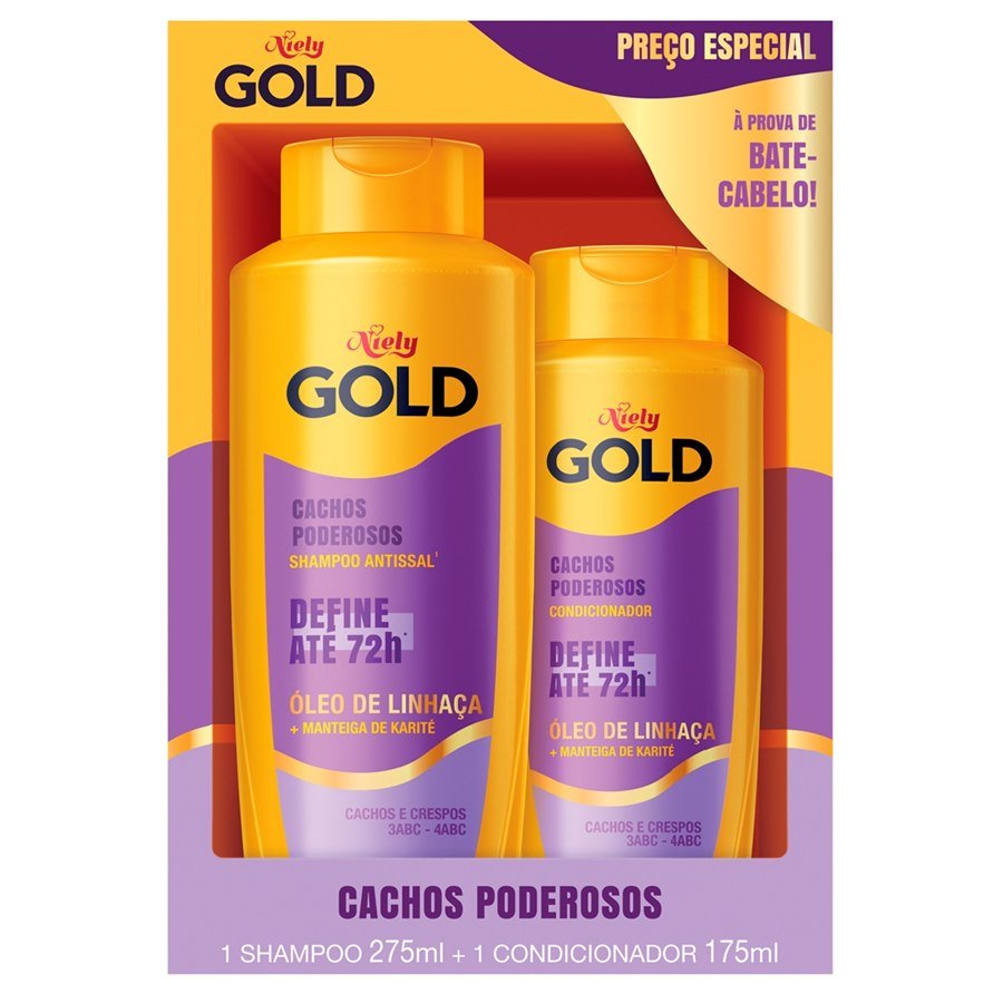 KIT SH 275ML+COND 175ML NIELY GOLD CACHOS PODEROSOS