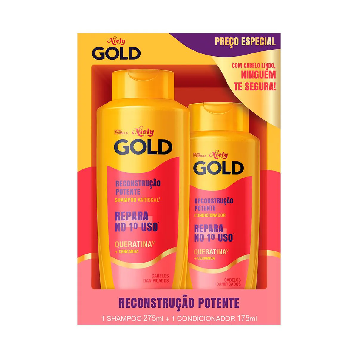 KIT SH 275ML+COND 175ML NIELY GOLD RECONSTRUCAO POTENTE