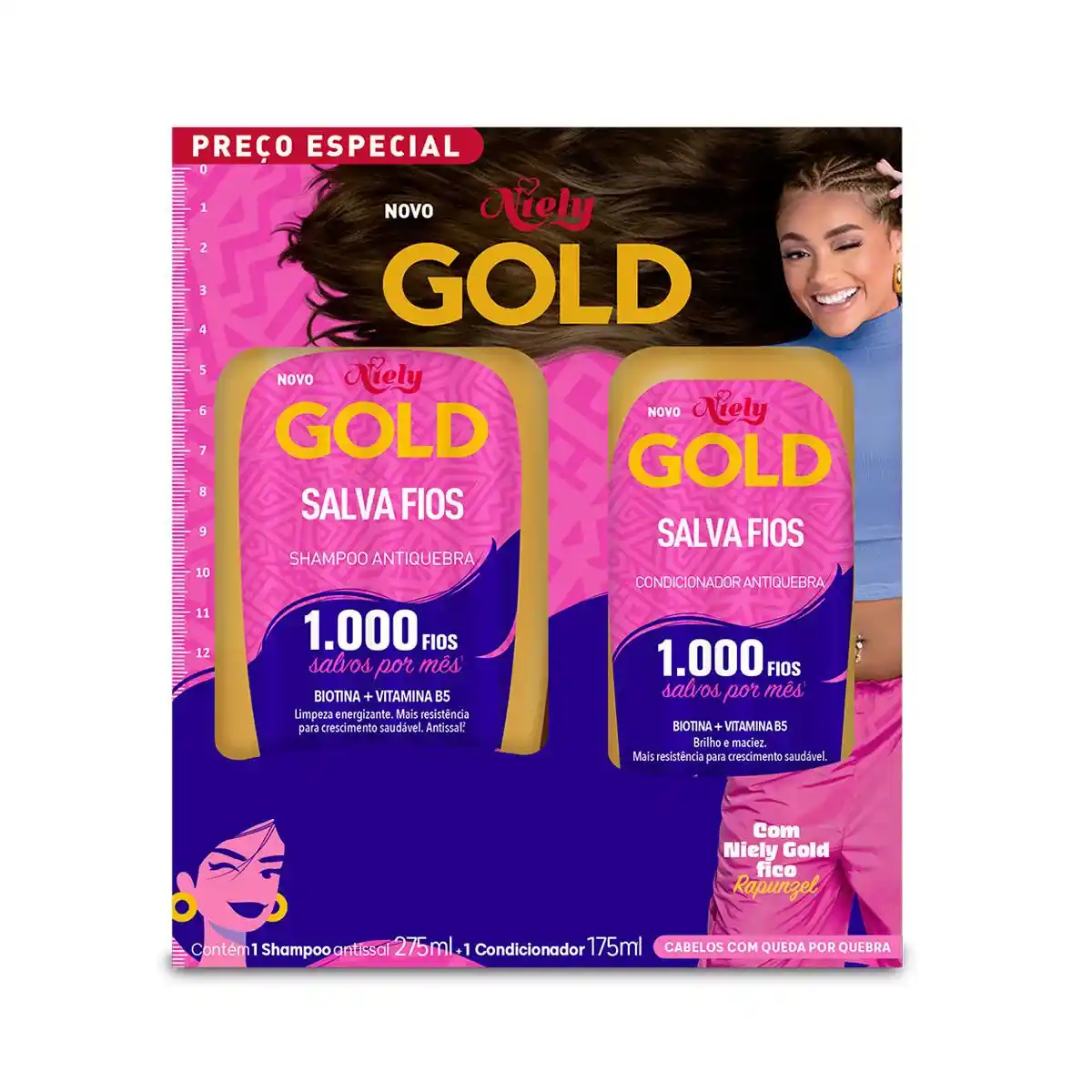 KIT SH 275ML+COND 175ML NIELY GOLD SALVA FIOS