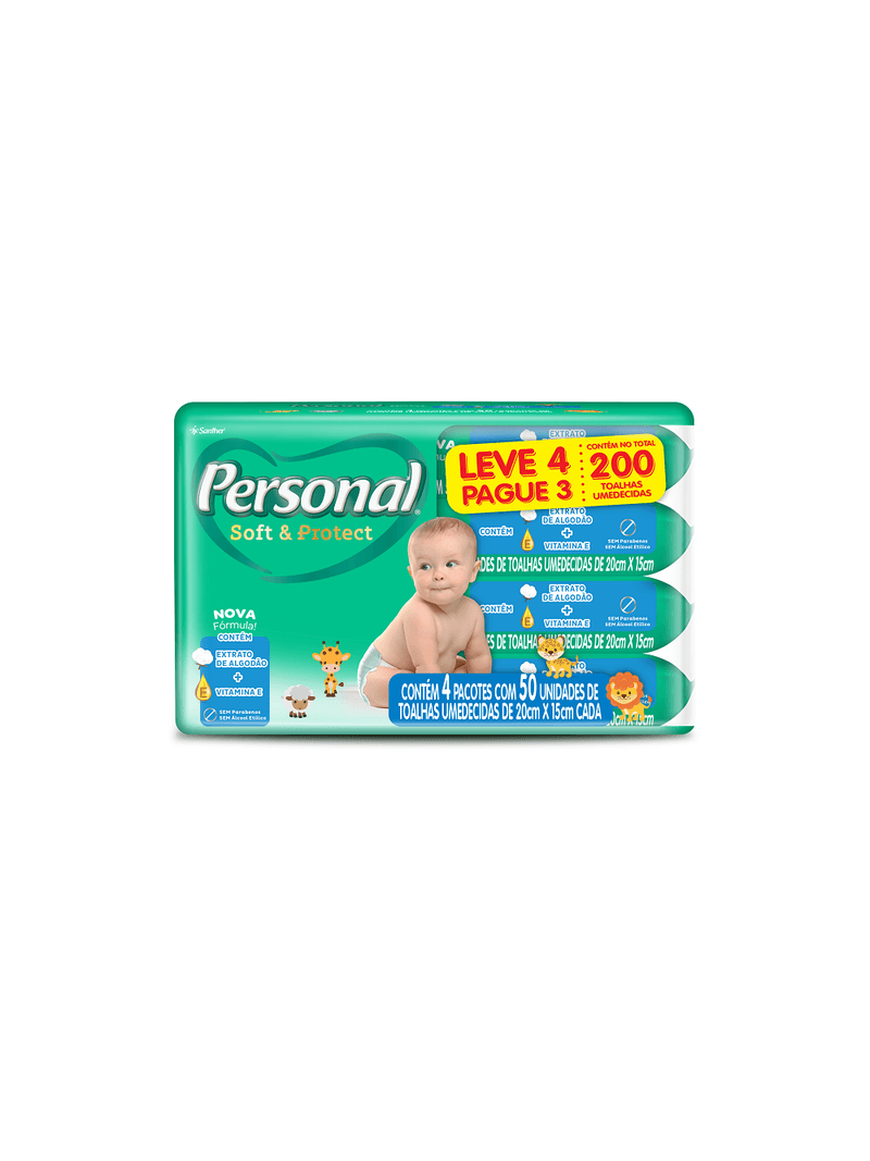 TOALHA UMEDECIDA PERSONAL LV4/PG3 50U