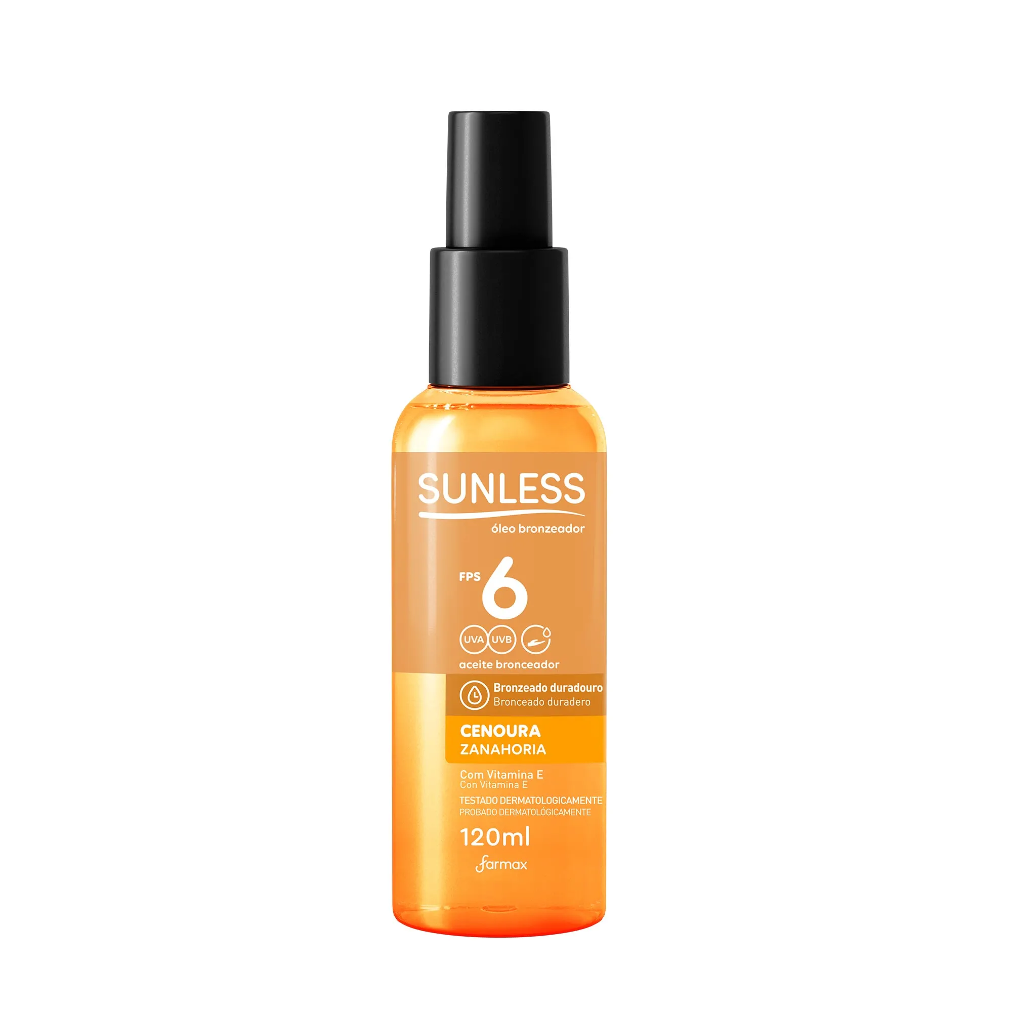 OLEO BRONZEADOR SOLAR SUNLESS CENOURA FPS6 120ML