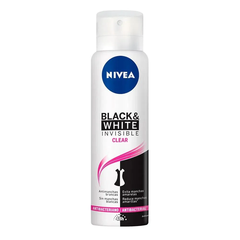 DESODORANTE AEROSOL NIVEA FEM BLACK WHITE INVISIBLE CLEAR 150ML