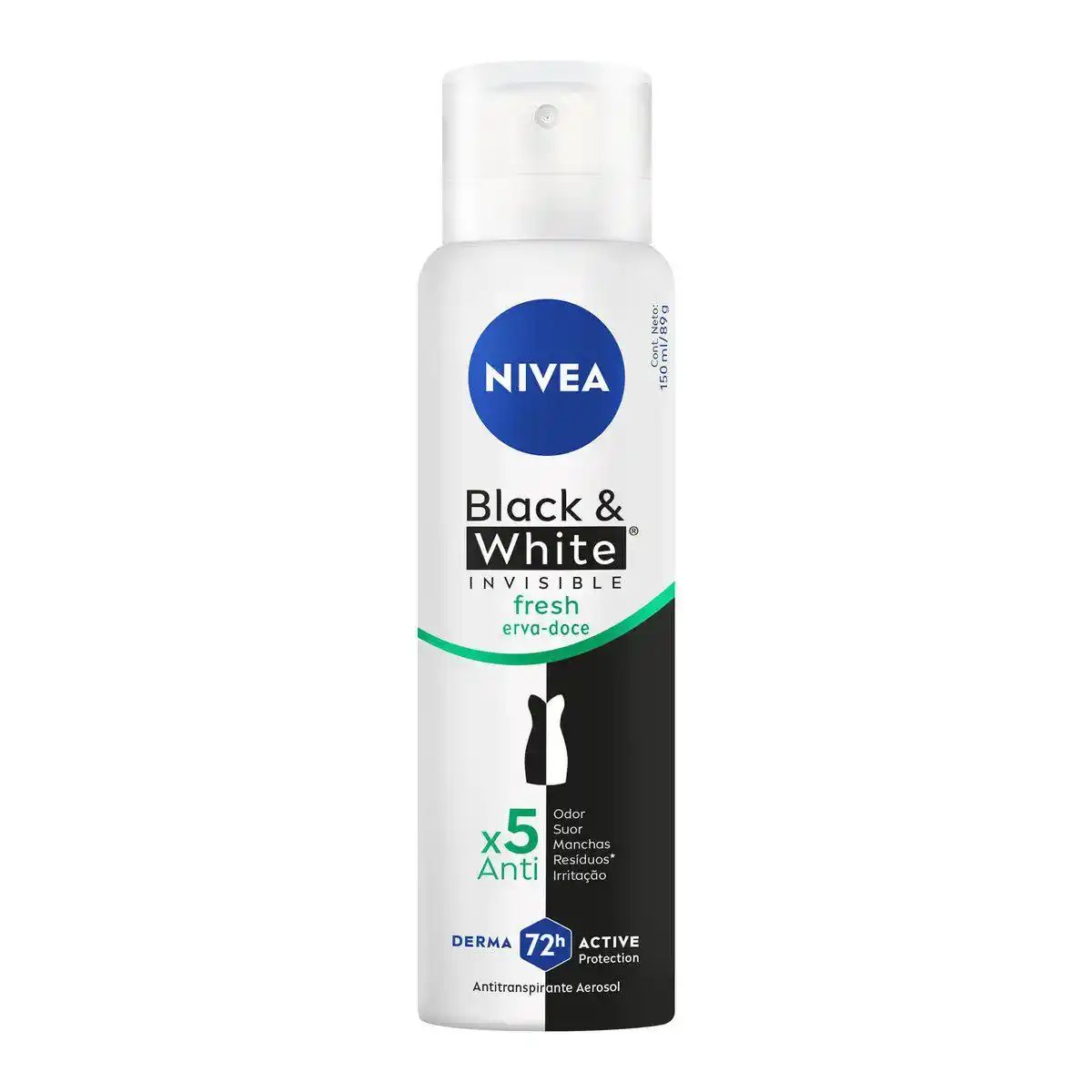 DESODORANTE AEROSOL NIVEA FEM BLACK WHITE INVISIBLE FRESH 150ML