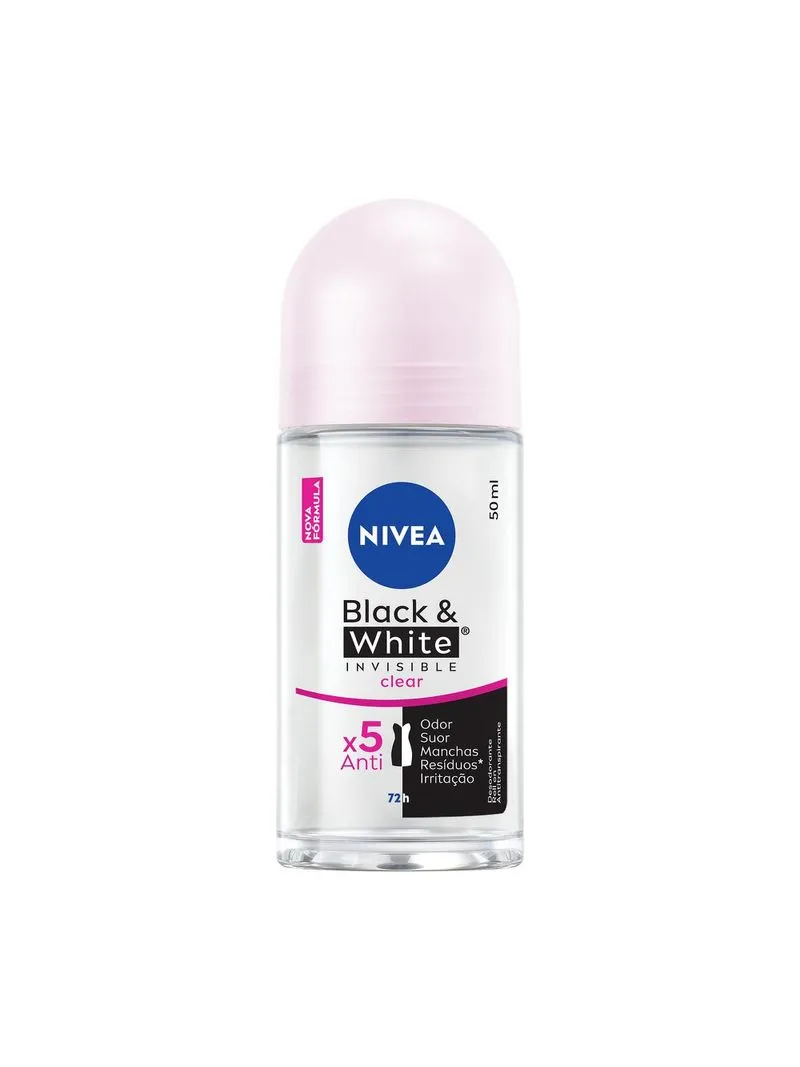 DESODORANTE ROLLON NIVEA FEM INVISIBLE BLACK WHITE CLEAR 50ML