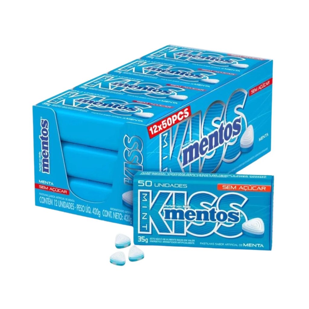 PASTILHA MENTOS KISS MINT MENTA 35G DISPLAY 12U
